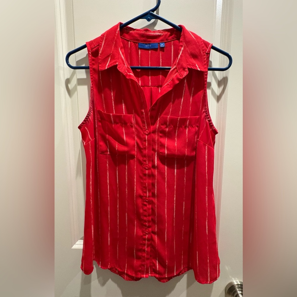 Apt. 9 Red Button Down Shirt with Collar